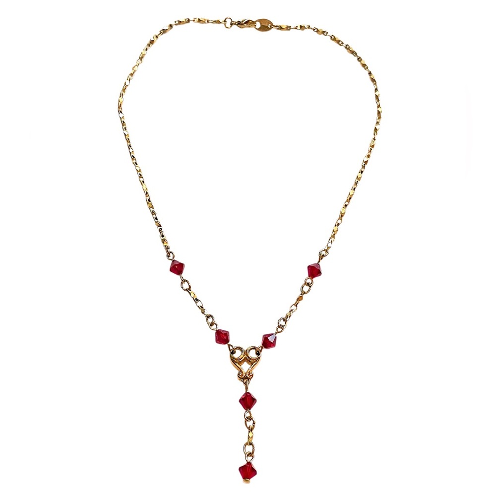 Avon Vintage Lavaliere Ted Crystal Gold Necklace Romantic